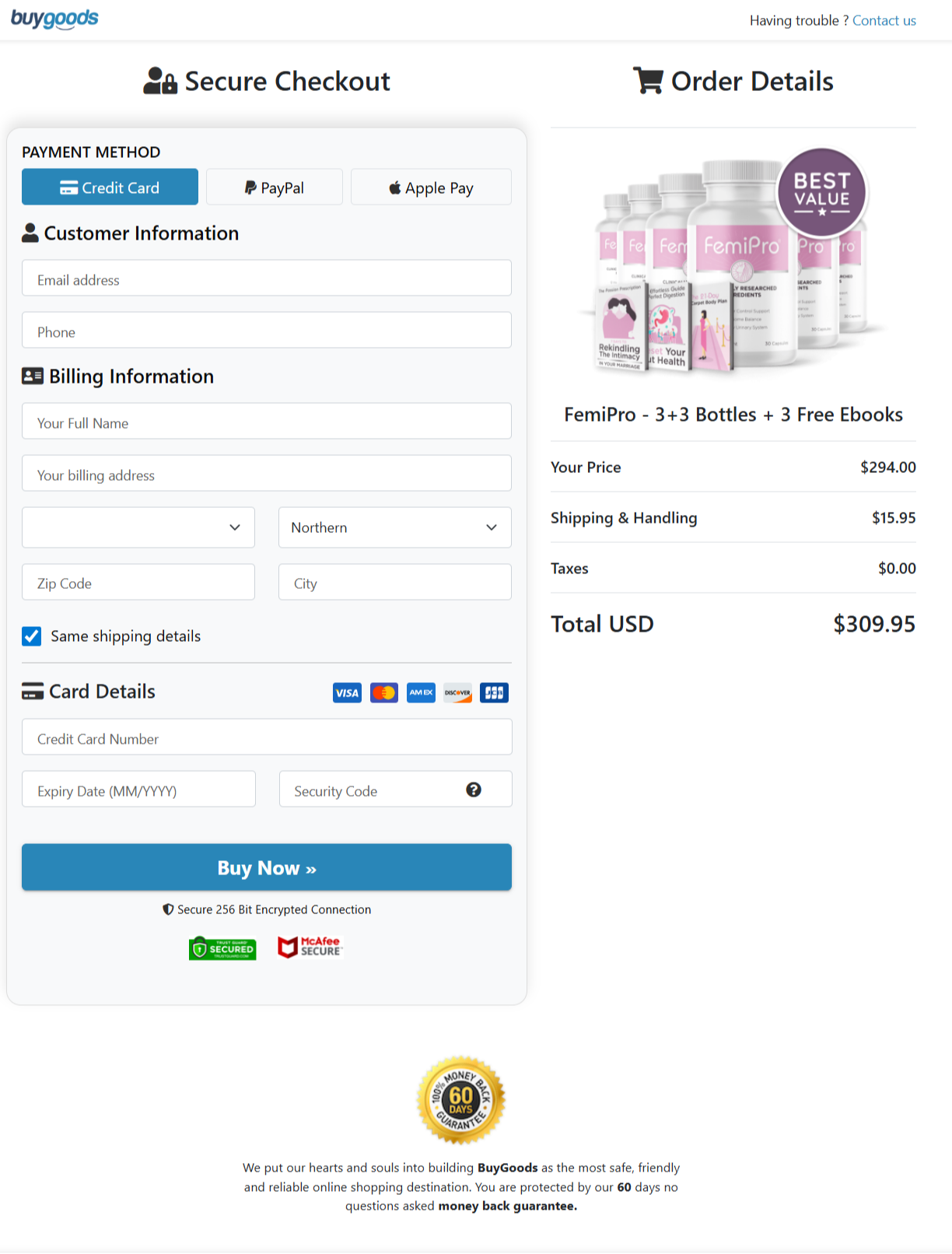 FemiPro Official Website Secure Order Page